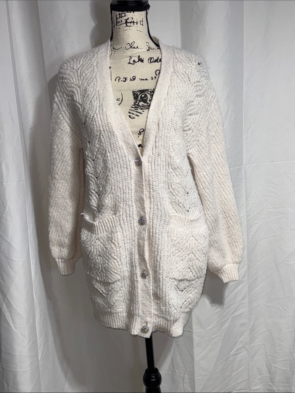 LC Lauren Conrad Cozy Cream Cable-Knit Button Cardigan Sweater